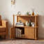 Meuble d'appoint en bois avec étagères ouvertes et garde-robe à 2 portes, table d'appoint au fini naturel pour salon ou chambre