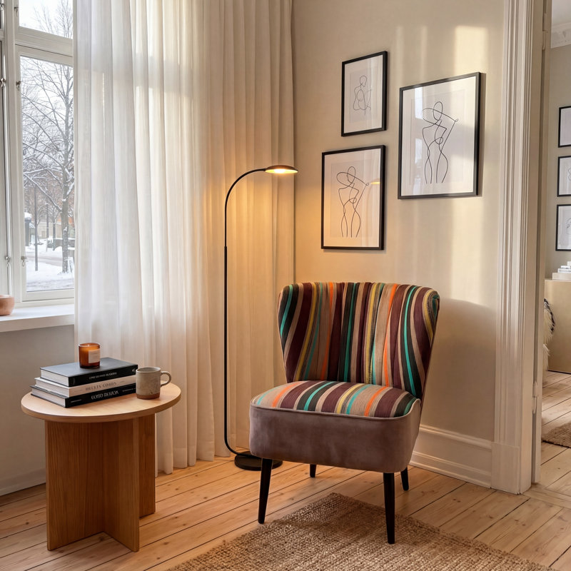 61.98Cm Wide Slipper Chair, Multi Striped
