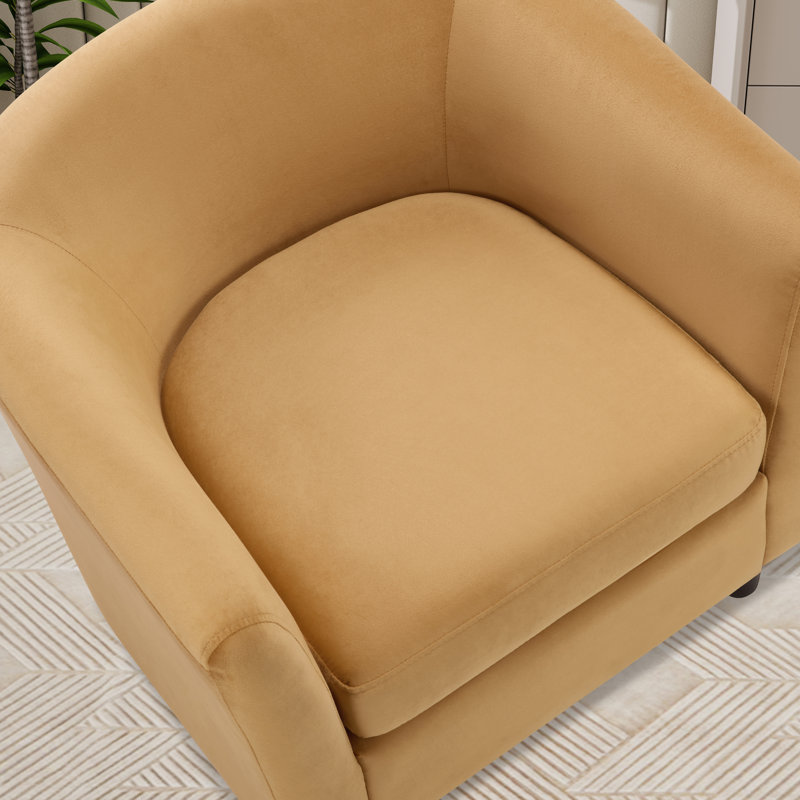 Fauteuil d'appoint moderne en velours avec repose-pieds et fauteuil demi-tonneau pour le salon, la chambre à coucher