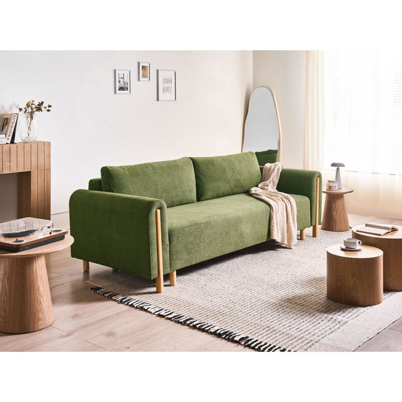 3 Seater Sofa Bed, Green Fabric
