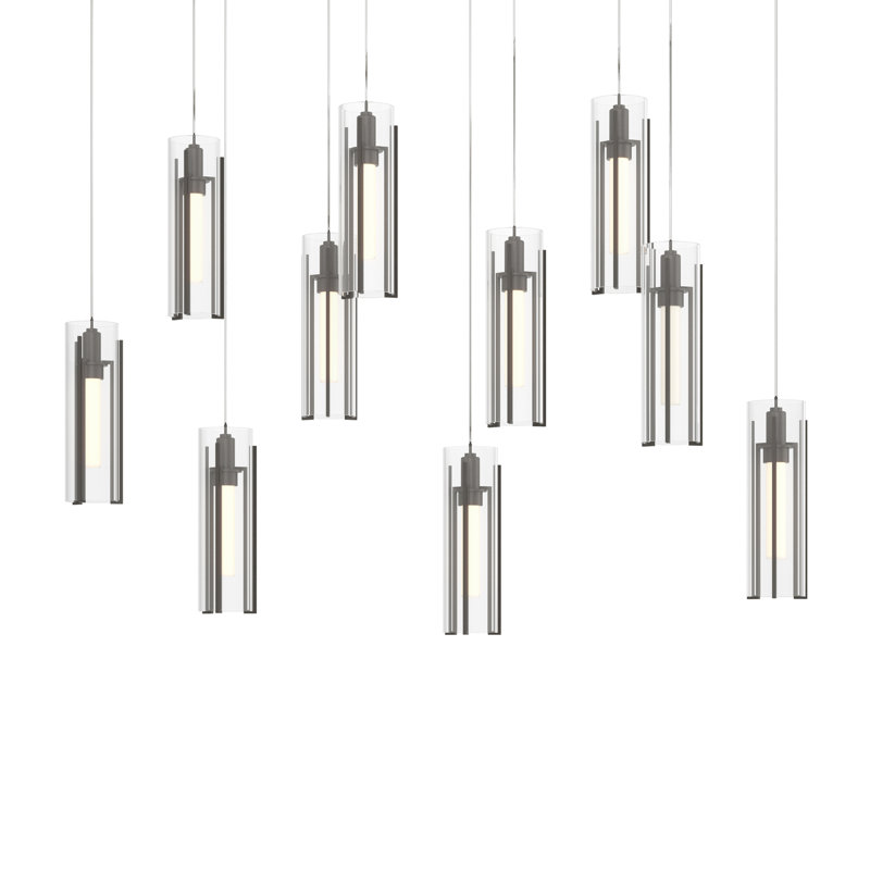 Exos 10 - Light Cylinder Pendant, Clear Glass, Dark Smoke, Long: 13" to 130"