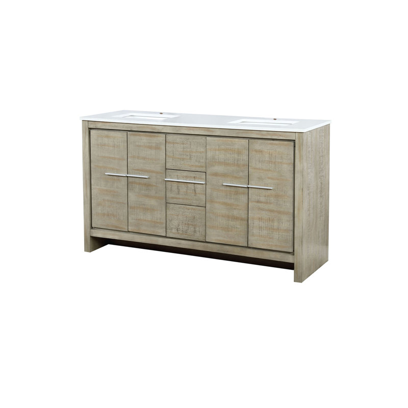 Meuble-lavabo double avec plateau en marbre de culture