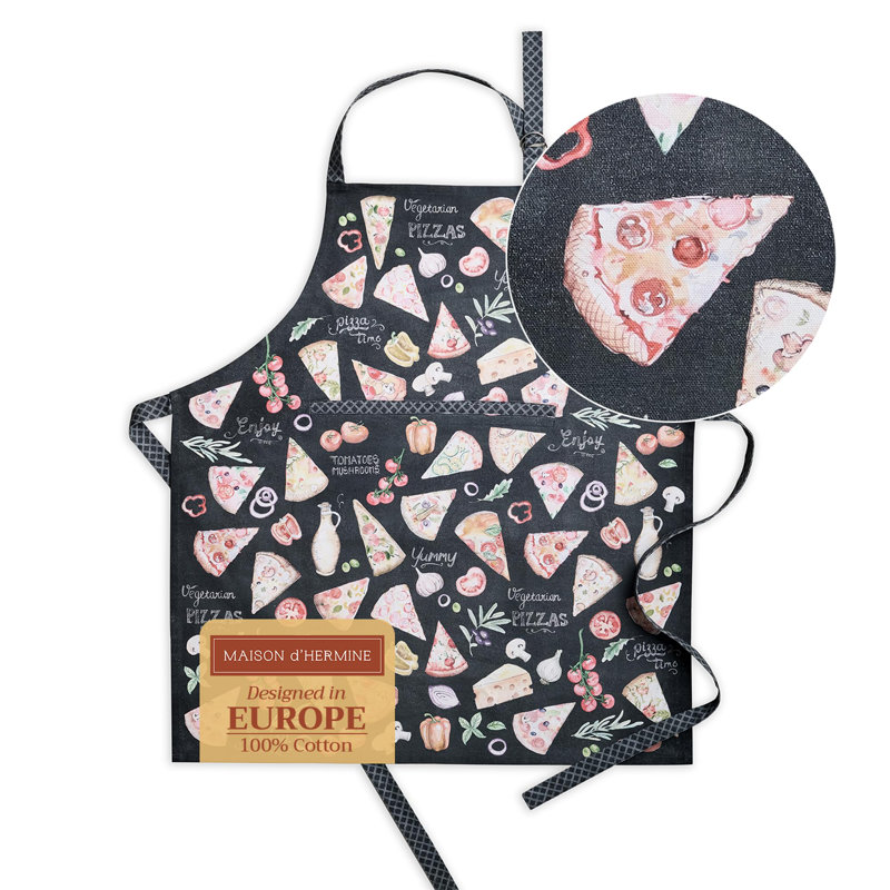 Tablier Maison d'Hermine Pizza 100 % coton pour tous les jours - 70 x 80 cm