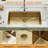 33"L x 19"W Undermount Single Bowl Kitchen Sink Gold Workstation Stainless Steel Kitchen Sink with Cutting Board,Basket Strainer-124063275