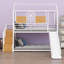 Lit superposé en métal avec glissière et escalier de rangement-1925749858