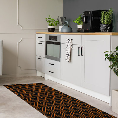 Tapis de zone noir/orange fait main