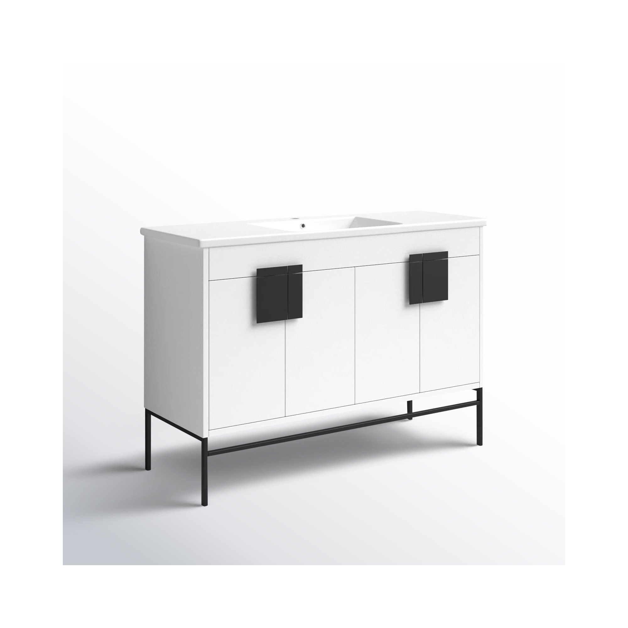Maisie 48'' Single Bathroom Vanity, Black, White