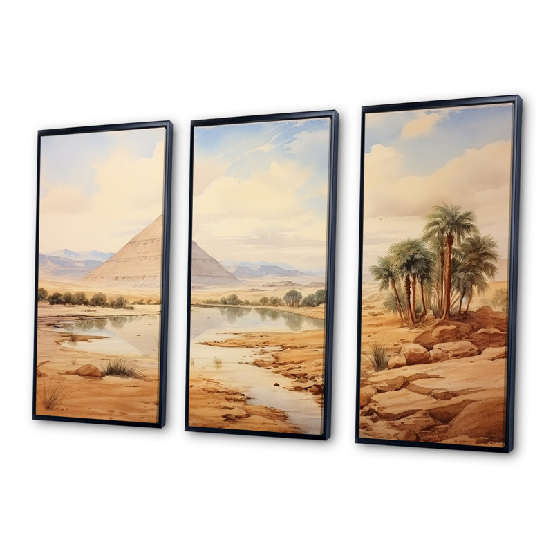 Ancienne pyramide égyptienne, art mural, H 28 po x l 36 po x P 1 po, Cadre flottant noir