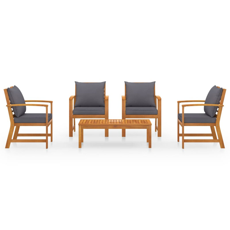 Klakki 5 Piece Lounge Chair with Cushions, Dark Gray, Brown