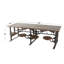 Table de salle à manger en bois de teck brun avec huit sièges attachés, 100 po x 42 po x 31 po-94225247-94225246-94225244