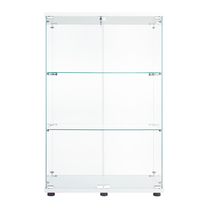 Armoire en verre blanc avec deux portes et 3 tablettes, pour la présentation de la maison