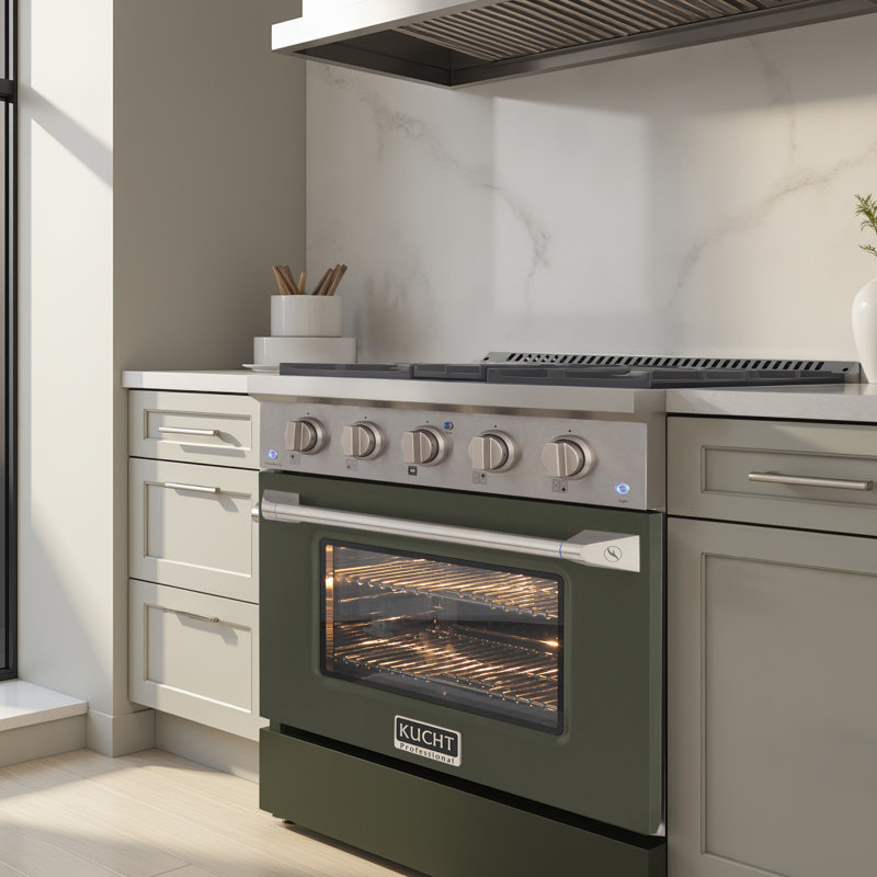 30" 4.2 Cu. ft. Freestanding Gas with Convection Oven, Olive Green, Natural Gas