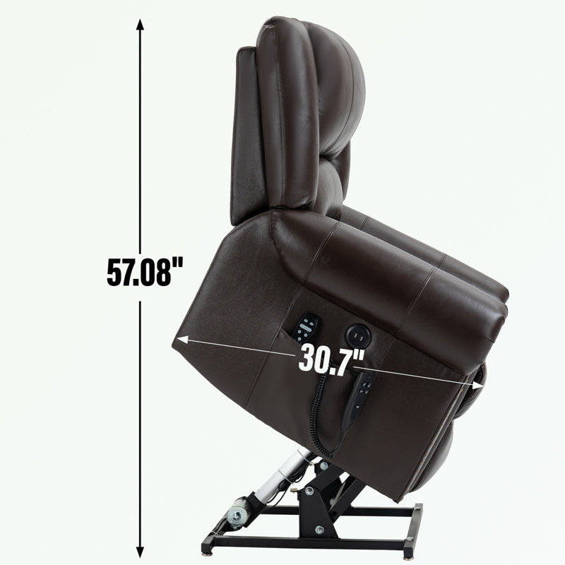 Fauteuil inclinable électrique Eysan, Cuir brun