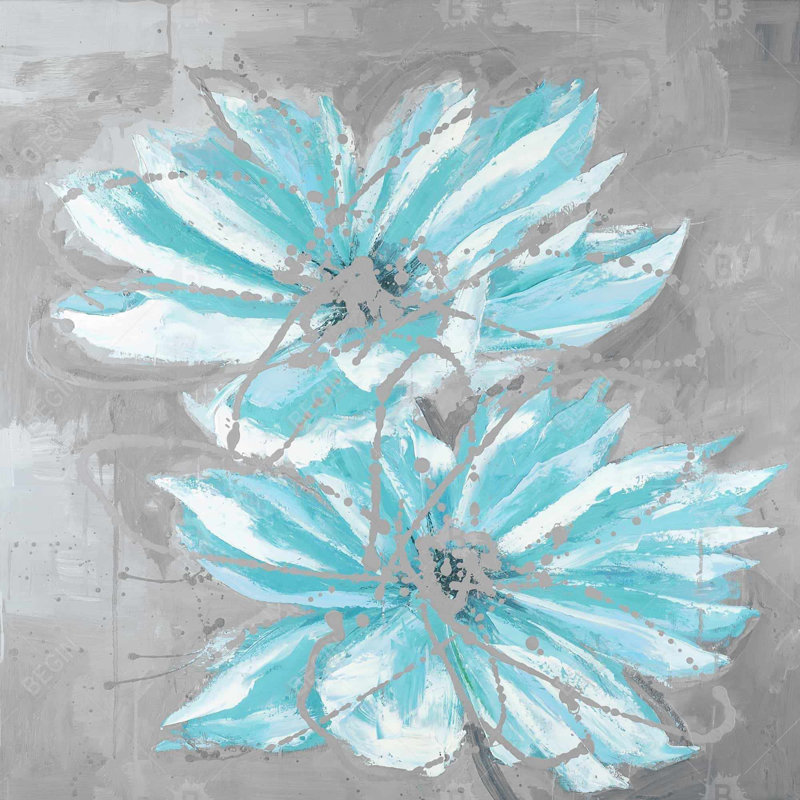 " Two Little Abstract Blue Flowers "