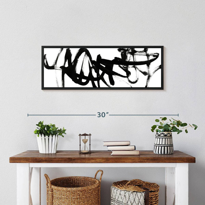 Blanc à noir Willmar V, 25 po x 9 po, Cadre flottant noir