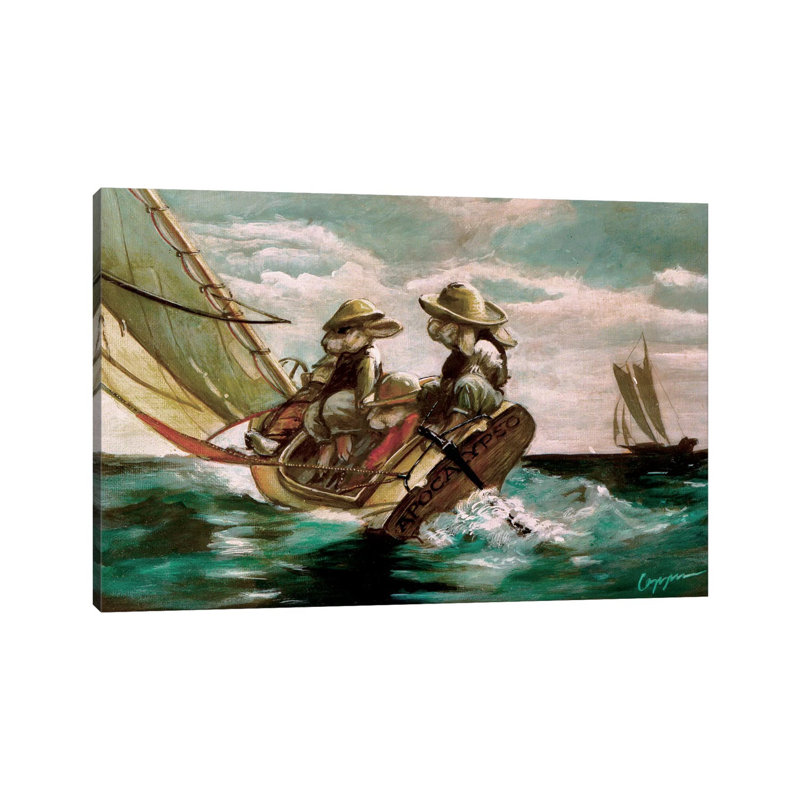 Bunny Boat by Melinda Copper - Wrapped Canvas Painting, 66.04 cm H x 45.72 cm W x 3.175 cm D