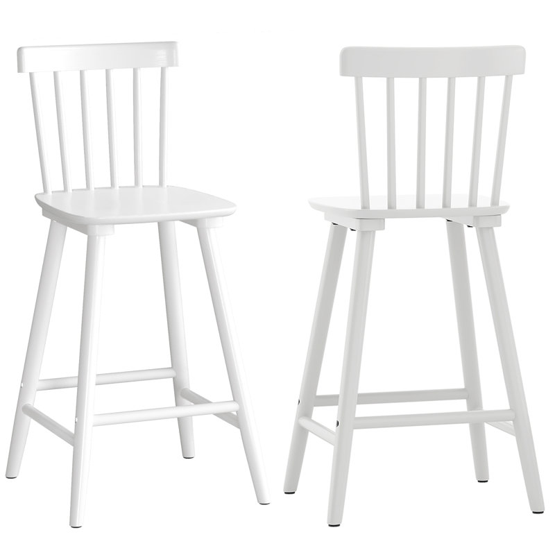 Tabouret Baggett, Tabouret de comptoir (siège d'une hauteur de 24 p, 2, Blanc