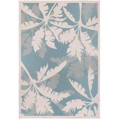 Waddington Floral Ivory Turquoise Indoor Outdoor Area Rug