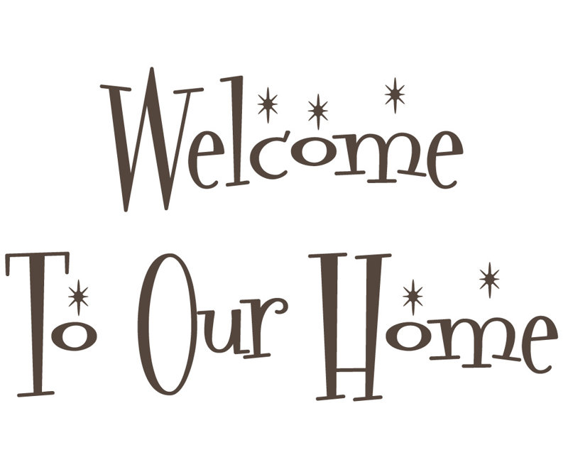 Décalcomanie murale "welcome to the home", H 22 po x l 36 po x P 0,01 po, Brun