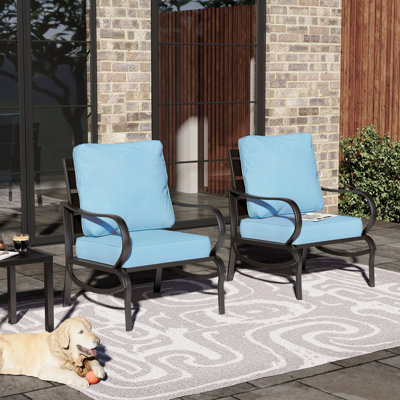 Argirios Metal Patio Chair with Cushions(Set of 2)