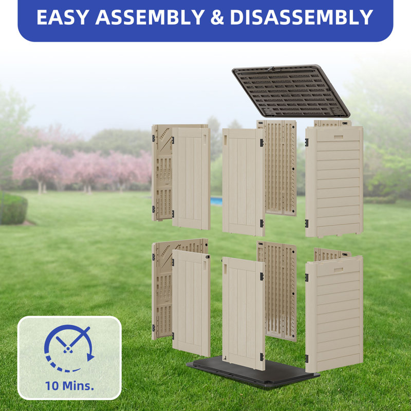 High Density Polyethylene Horizontal Storage Shed, Beige, 81.10" H x 47.60" W x 26.80" D