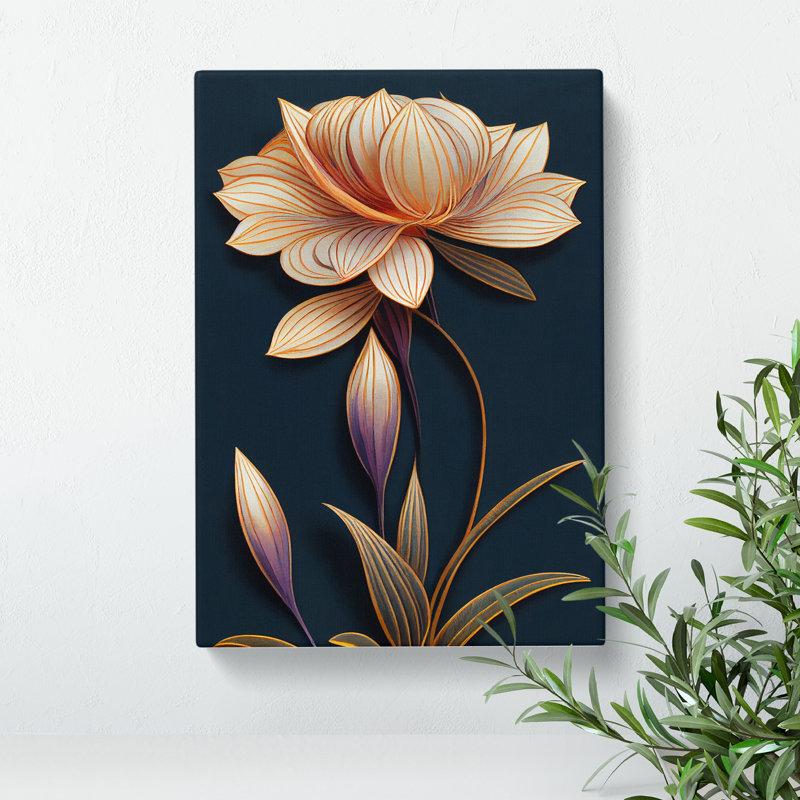 Art Deco Flower No.6 - Wrapped Canvas Print, 76cm H x 50cm W x 3cm D