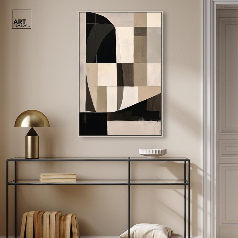 Abstrait géométrique sur toile Modern Shapes II par Art Remedy, H 37 po x l 25 po, Encadrement argenté