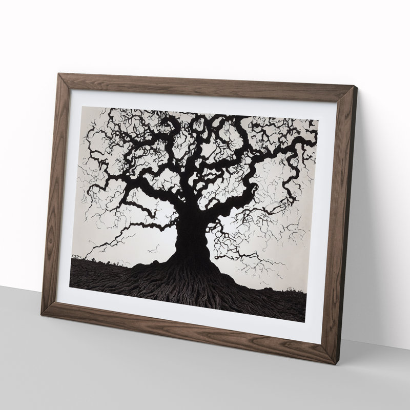 Bewitching Oak Tree - Single Picture Frame Print, 46cm H x 64cm W x 2cm D, Walnut Framed