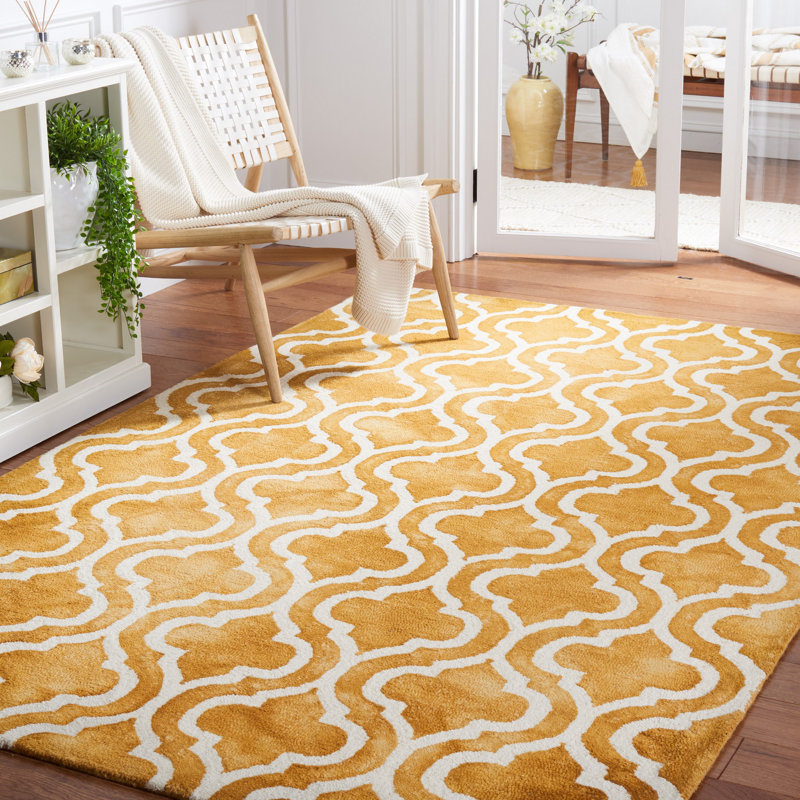 Degeorge Hand Tufted Wool Geometric Rug, Rectangle 9' x 12'
