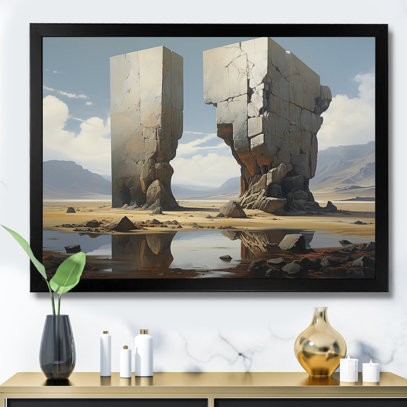 «Mind-Blowing», art mural surréalisme, Cadre d'angle fermé noir, H 16 po x l 32 po x P 1 po