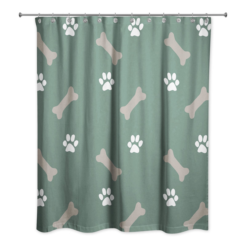 Roswitha Animal Print Shower Curtain, Sage