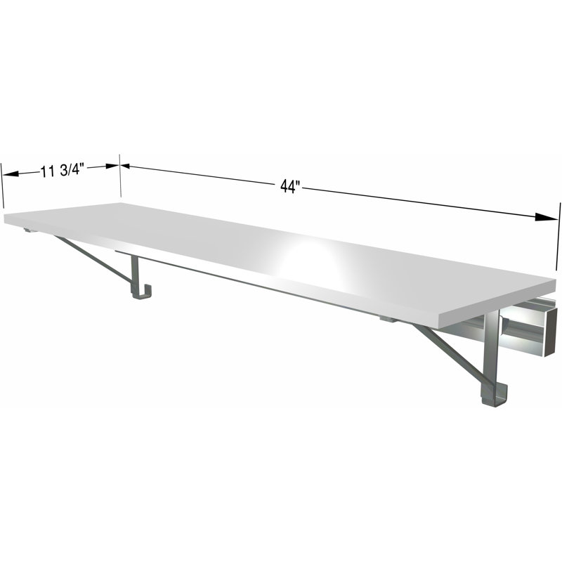 Single Wall Mounted Closet Shelf (SHELF ONLY - no hang), White, 8.75" x 44" x 12.25"