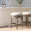 Tabouret de bar pivotant sans dossier 31 pouces / 26 pouces avec finition grise patinée, pivotant sur 360 °, garniture cloutée, pour les bars à domicile et les cuisines, bois massif, cuisine