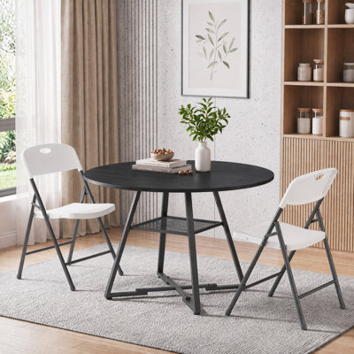 Ensemble de salle à manger peu encombrant avec chaises rembourrées pliables et table de salle à manger ronde
