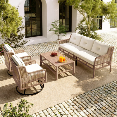 Ensemble de meubles de patio 4 pièces avec chaises pivotantes