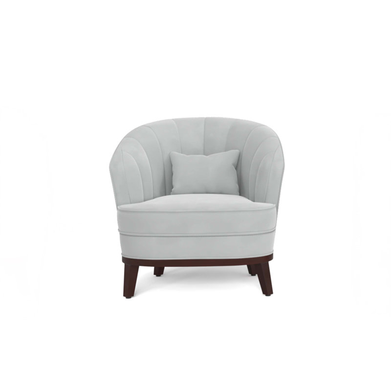 Fauteuil d'appoint en tonneau rembourré, Gris clair