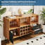 Bar moderne en bois de 47 po avec éclairage à DEL, station de charge (2 AC et 2 USB), support à vin, tiroirs de rangement et huche - Bar à vin et café polyvalent pour le salon, la salle à manger.