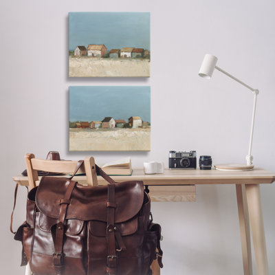 Country Houses in Distance 2 PC Canvas Wall Art Set by Ethan Harper