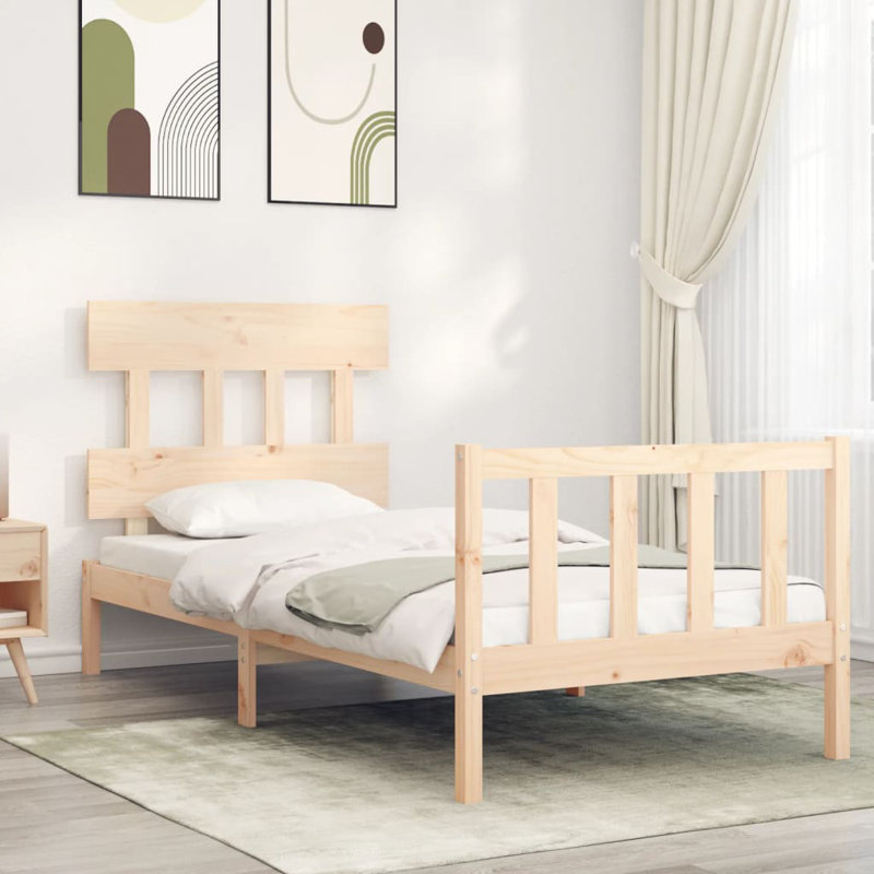 Bed Frame with Headboard, European Double (140 x 200cm), Natural