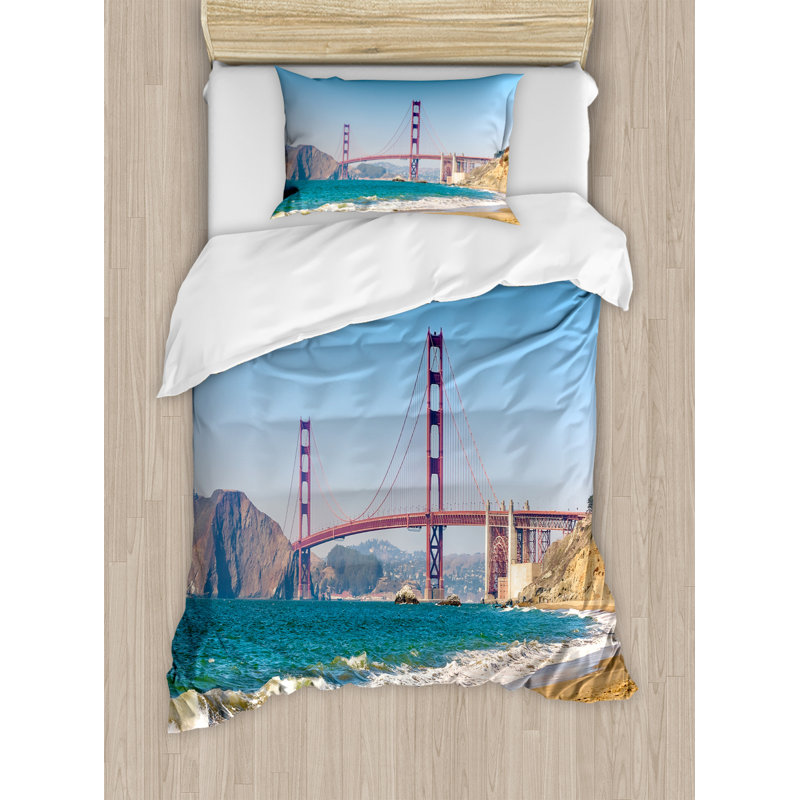 Coastal Polyester Duvet Cover, Twin Duvet Cover + 1 Standard Sham