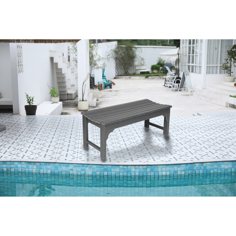 Banc de patio avec porte-parapluie gris - résistant aux intempéries, protégé, capacité de 500 lb, support d'ombrage extérieur à texture de bois toutes saisons, protégé, gris, pour le jardin et