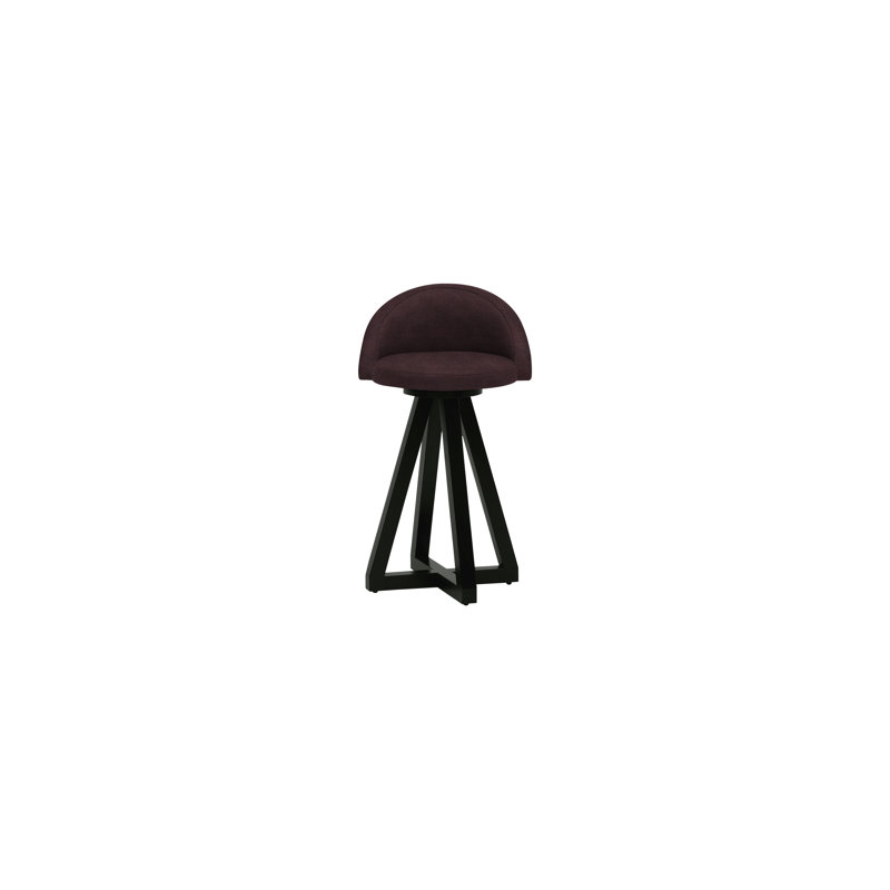 X2 Seat Top 26" Swivel Bar Stool, Burgundy, Blackened Steel, Black Oak