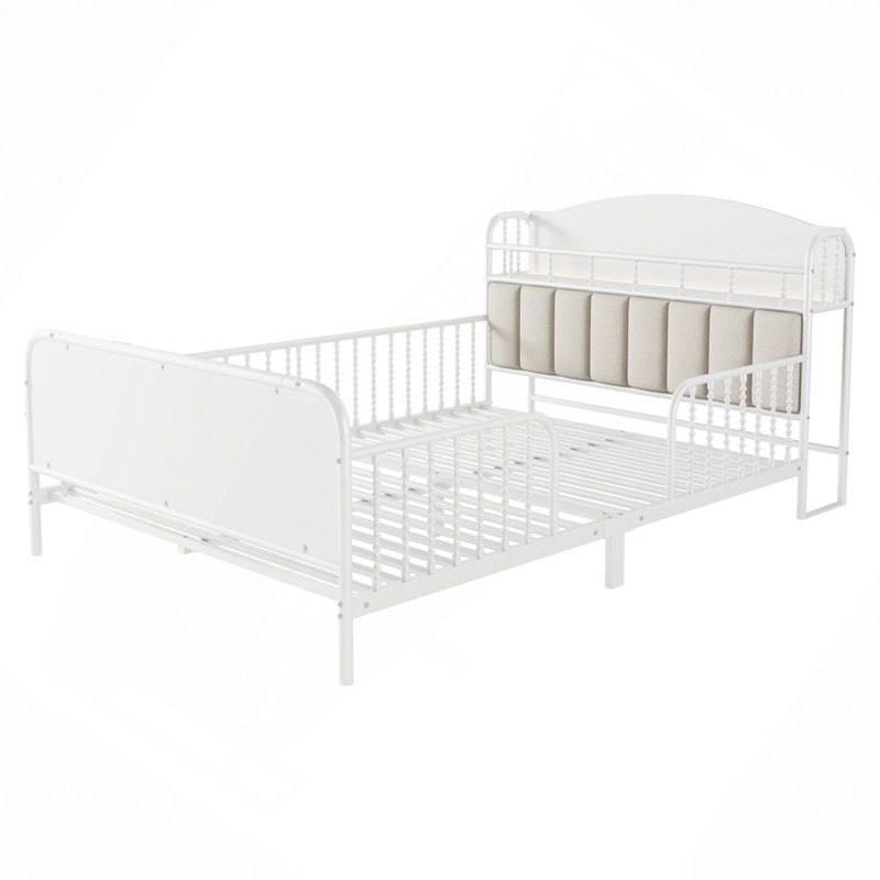 Metal Platform Bed Frame with Light, Black, Full / Double