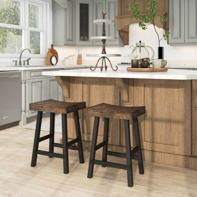 Solid Wood Saddle-Seat With Curved Seat Surface And Comfortable Footrests