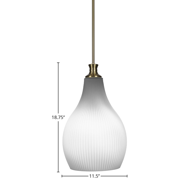 Carina Stem Hung Pendant With 12.25" Glass, Frosted, New Age Brass