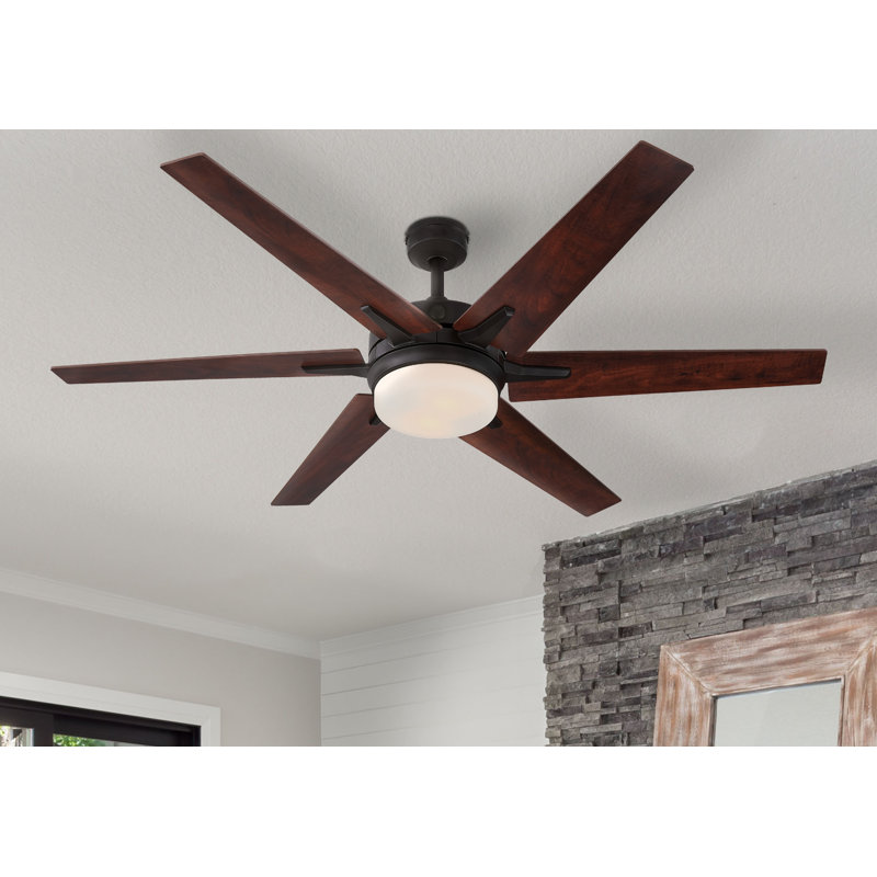 60'' Black-Bronze Ceiling Fan with LED Light Kit and Remote