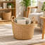 Lot de 2 paniers de rangement décoratifs extra larges en jacinthe d'eau naturelle tressée, en forme de bateau.