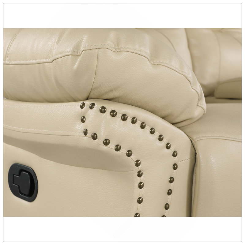 Causeuse inclinable en cuir Global, H 26 po x l 30 po x P 73 po, Beige