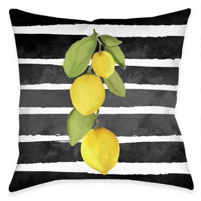 Striped Lemons Polyester Throw Pillow