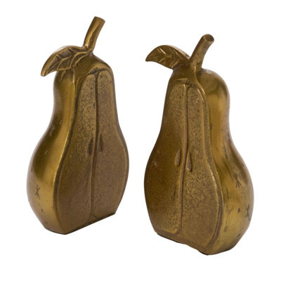 Golden Pear Bookend Set of 2 - 5"x 4.75"x 7.5"